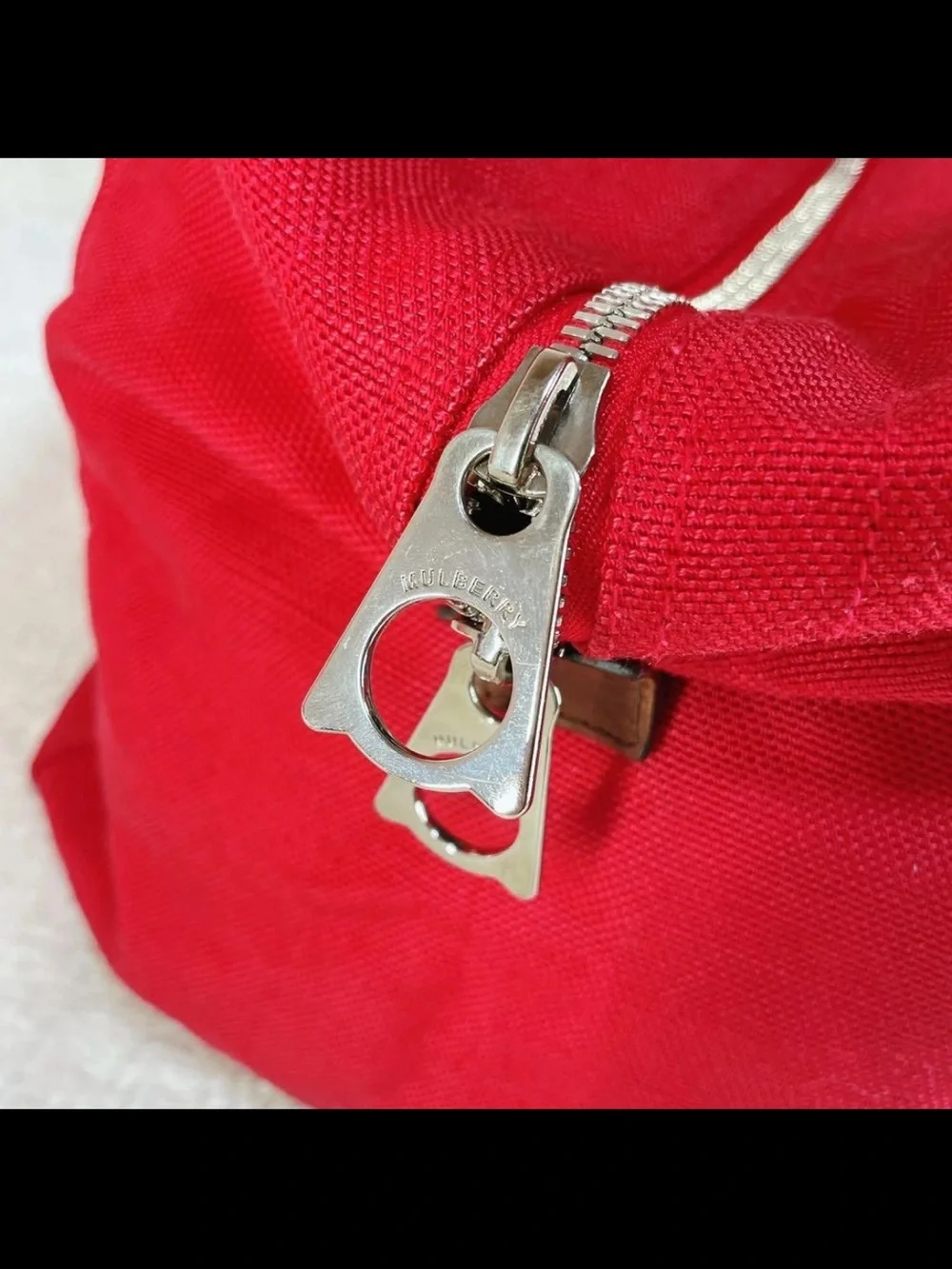 Mulberry Red Canvas Duffel Bag